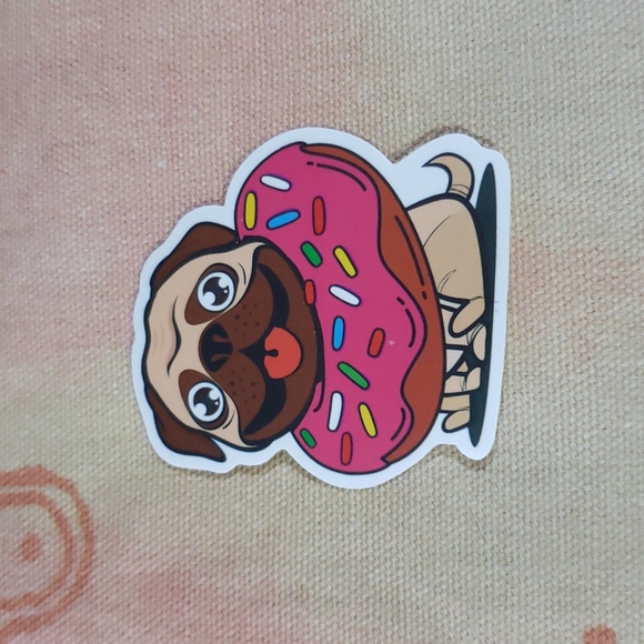 (Q) 🍩 Donut Pug Dog Sticker Doggie Dog Mom Puppy - Picture 4 of 4